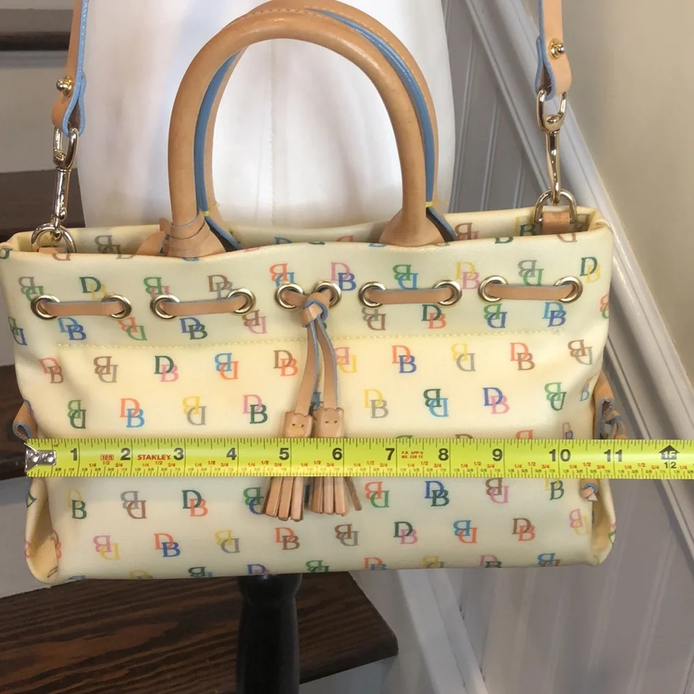 DOONEY & BOURKE Rainbow Zipper Monogram Logo Leather Tote Crossbody Shoulder Bag